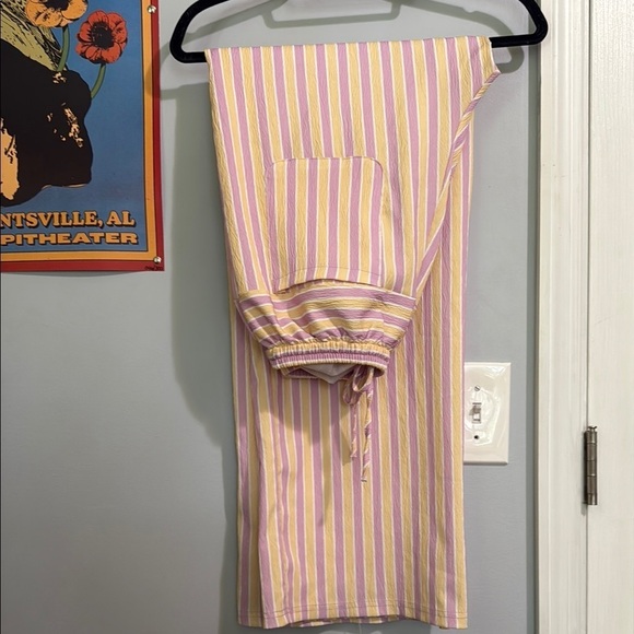 Striped Lavender and Yellow Wide Leg Lounge Pants - Picture 12 of 13
